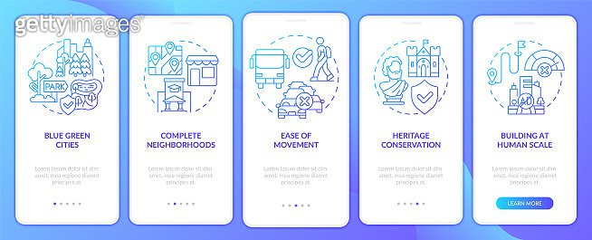 Urban design principles blue gradient onboarding mobile app screen 이미지 ...