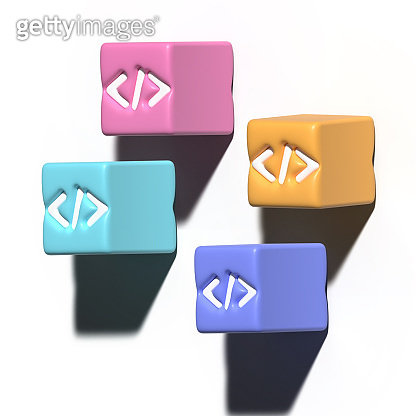 Coding language development icon on white background. software ...