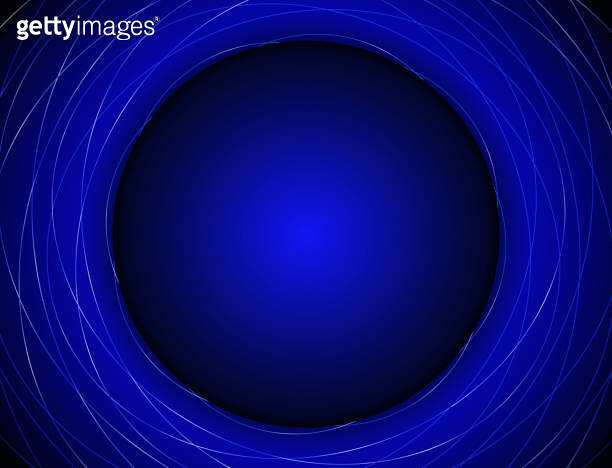 Abstract vector blue neon background illustration with round swirl ...