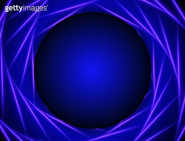 Abstract vector blue neon background illustration with round swirl ...