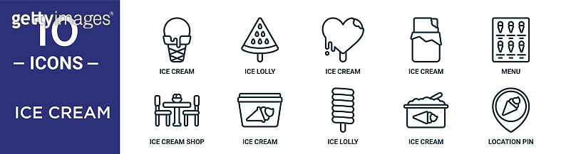 ice cream outline icon set includes thin line ice cream, ice cream ...