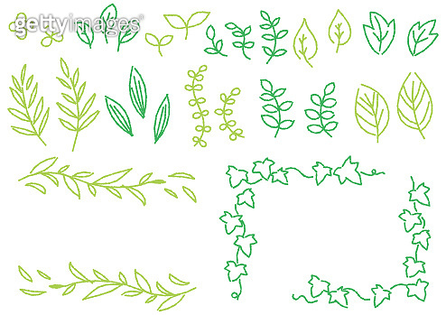 Simple handwriting style plant frame set (bumpy lines) 이미지 (1370085592 ...