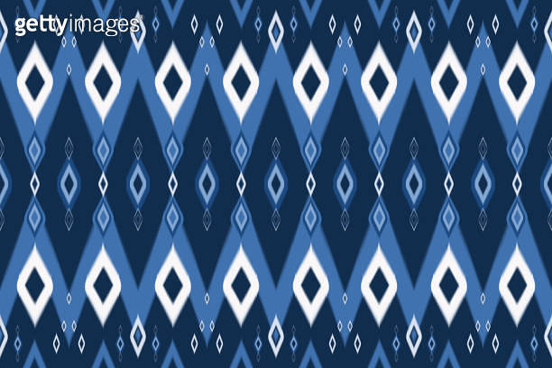 blue tone Asian ethnic geometric oriental ikat seamless traditional ...