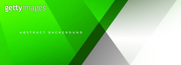 Green and white modern abstract wide banner with geometric shapes ...