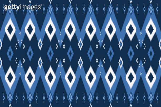 blue tone Asian ethnic geometric oriental ikat seamless traditional ...