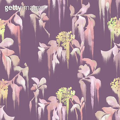 Bleeding floral seamless pattern. Distorted meadow spring flowers ...