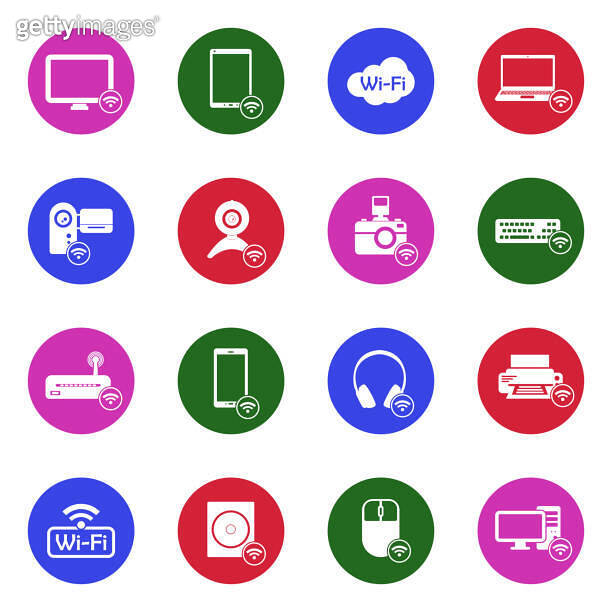 Device Connection Icons. White Flat Design In Circle. Vector ...