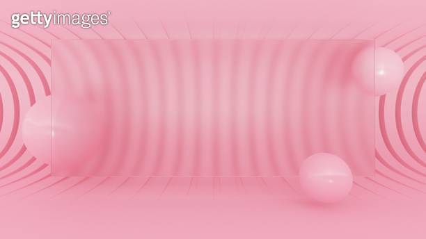 3d render pink geometric abstract shapes background for business card ...