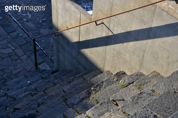 stairs and ramps for wheelchairs made of good-looking concrete. stone ...