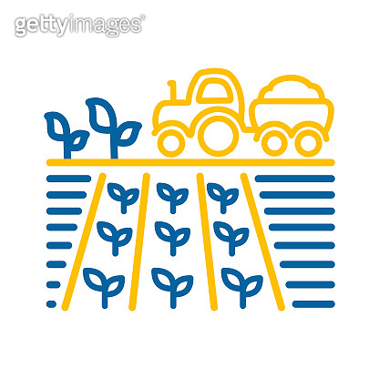 Tractor on field harvest seedling flat icon 이미지 (1413307767) - 게티이미지뱅크