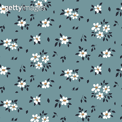 Seamless floral pattern, rustic floral print with small botanicals ...