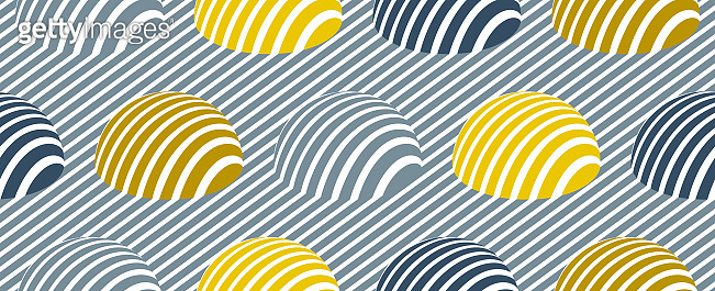 Hemispheres lined optical illusion seamless pattern, vector repeat ...
