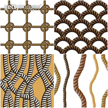 Paper Rope Patterns Rope seamless patterns set, trendy vector wallpaper backgrounds ...