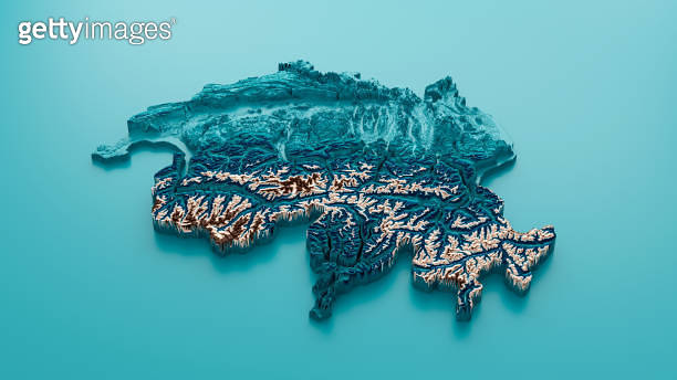 Topographic Switzerland Map Hypsometric Switzerland Elevation tint ...