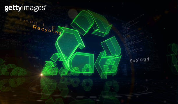 Recycle Digital Recycling digital waste data and sustainable symbol concept 3d ...