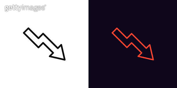 Outline decrease arrow icon, with editable stroke. Decline chart sign ...