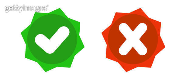 Check mark label and cross mark label icon set. Vector. (1372404910 ...