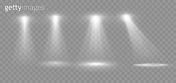 Spotlight isolated. Vector glowing light effect with rays and beams 이미지 ...