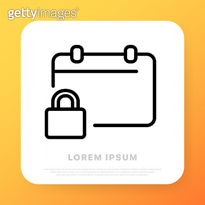 Calendar with lock line icon. Day, week, month, year, lock, password ...