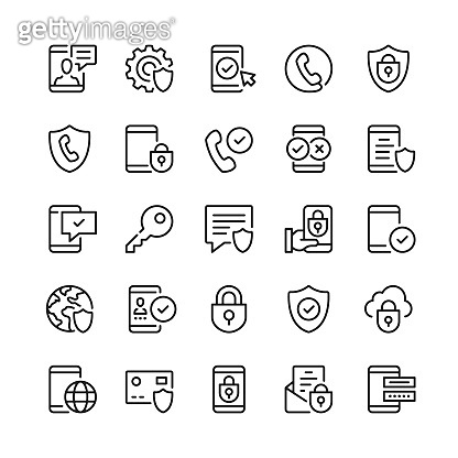 Mobile security line icons. Outline symbols. Vector line icons set 이미지 ...