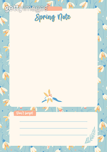 Cute Spring Note Daily Planner and Meal Tracker Template with blue ...