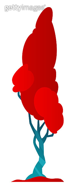 Tree with red foliage - modern flat design style single isolated image ...
