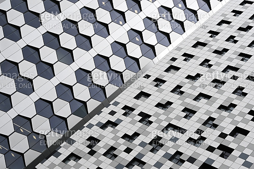 Pattern formed by cladding on the outside of modern buildings 이미지 ...