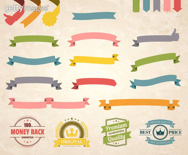 Bank Notes Ribbons Set of Colorful Vintage Ribbons, Banners, badges, Labels - Design ...