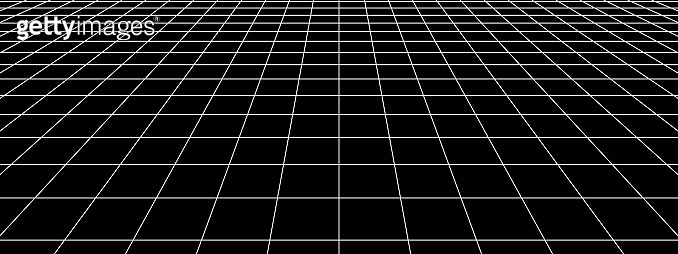 3D digital black and white one point perspective grid wireframe 이미지 ...