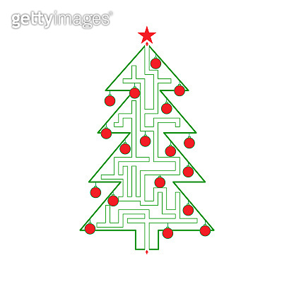 New year tree labyrinth pattern vector with path to exit 이미지 ...