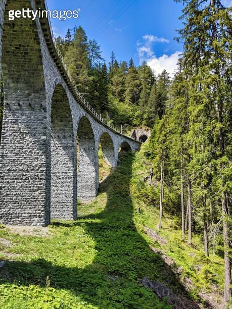 Viaduct in the landwasser valley between davos and filisur. old stone