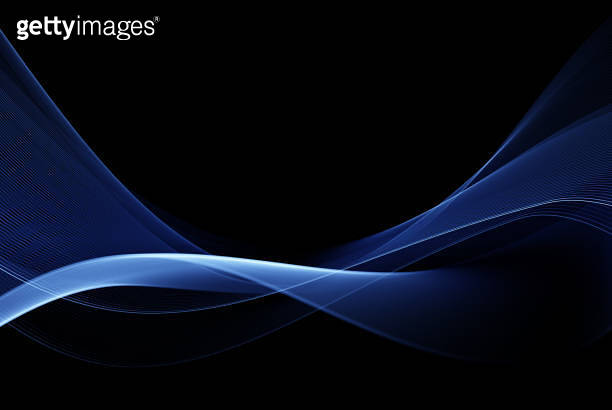 Vector abstract shiny blue wave design element on dark background ...