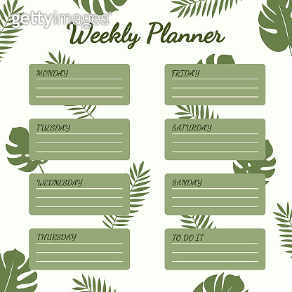 Weekly planner template. organizer and schedule with place for notes ...