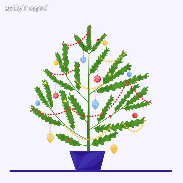 Decorated christmas tree in pot 이미지 (1444428623) 게티이미지뱅크