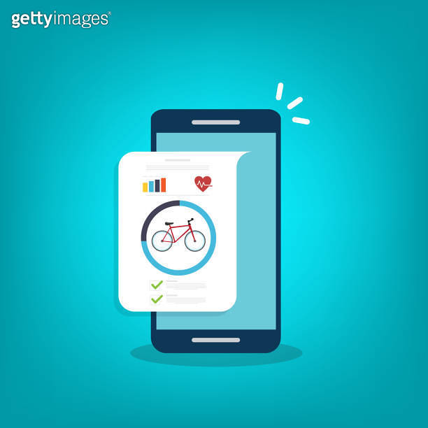 Bicycle , Fitness tracking app on mobile phone screen 이미지 (1404070348