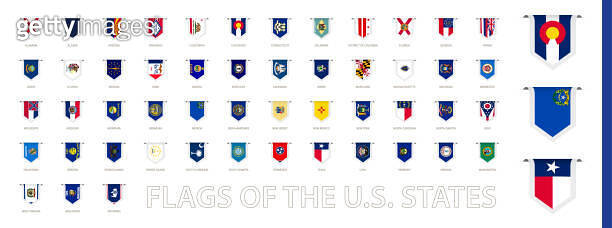 Vertical tag flags of the U.S. States, large set of flags. 이미지 ...