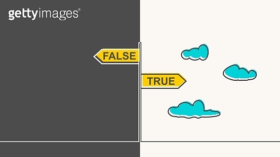 Road signs with TRUE and FALSE pointing in opposite directions ...