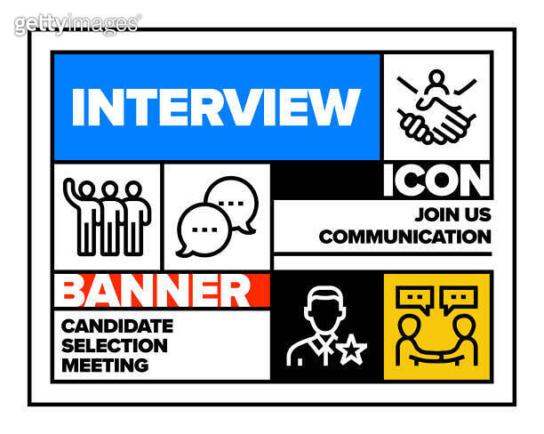 Interview Line Icon Set and Banner Design 이미지 (1469810964) - 게티이미지뱅크