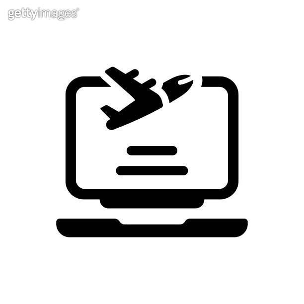 online flight icon or flight with computer icon 이미지 (1622168497) - 게티이미지뱅크