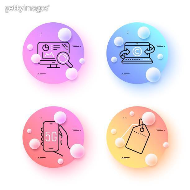 Copywriting notebook, Sale tags and 5g internet minimal line icons. For ...