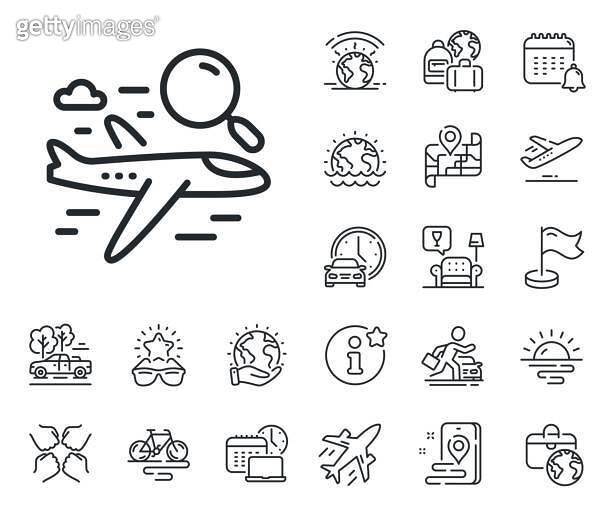 Search Flight Line Icon Airplane With Magnifying Glass Sign Plane Jet search-flight-line-icon-airplane-with-magnifying-glass-sign-plane-jet