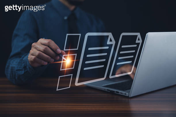 Paperless document management concept, Erp software for file folder ...
