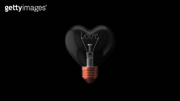 Heart shaped light bulb valentine concept 이미지 (1453236078) - 게티이미지뱅크