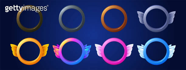 Cartoon set of round avatar frames on background 이미지 (1477376513) - 게티이미지뱅크