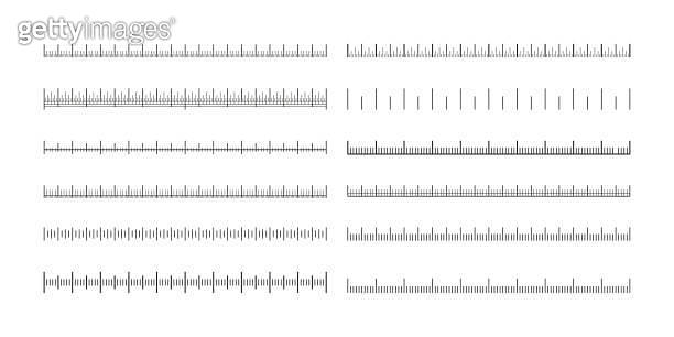 Measuring scales. Line ruler tape with meter centimeter inch marks ...