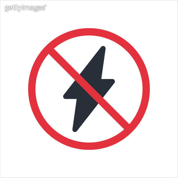 No power or electricity sign illustration. Forbidden charging icon ...