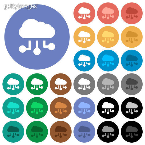 Cloud connections solid round flat multi colored icons 이미지 (1774368119 ...