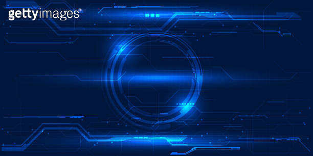 Vector illustrations of Digital tech architecture abstract blue hi tech ...