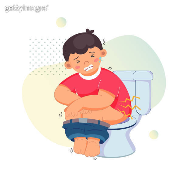 Constipation Child Sitting on Toilet Seat Stock Illustration 이미지