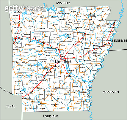 High Detailed Arkansas Road Map With Labeling 1455457202 1455457202